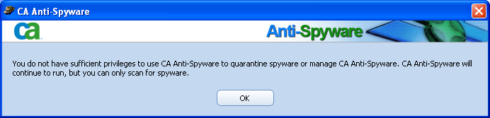 CA Antispyware error
