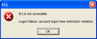 H:\ says N:\ is not accessible