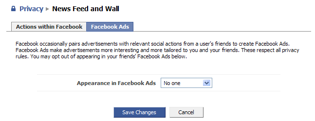 Facebook advert options