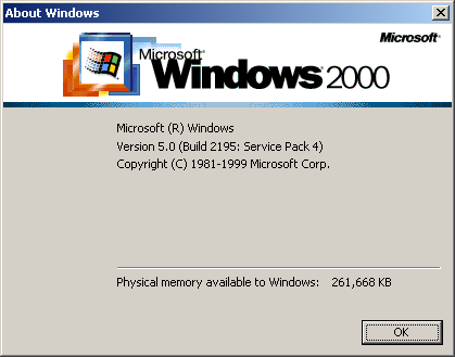 Win2K winver screen