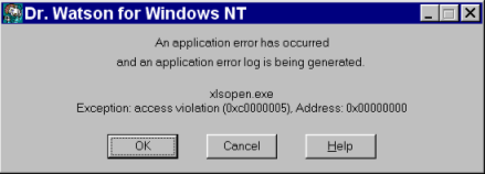 Excel application error
