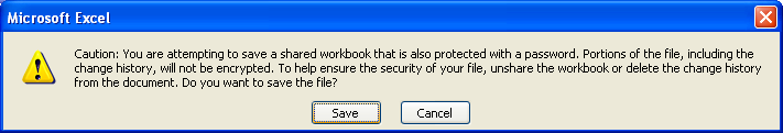 Excel warning