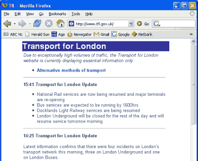 Transport for London web site