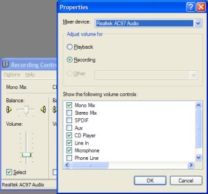 Windows XP volume control
