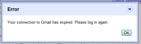 Gmail: Your connection has expired